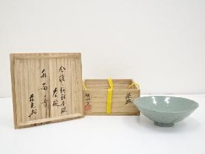 廣州窯造　朝鮮青磁茶碗（銘：水面）（松尾流十一代葆光斎書付）（共箱）